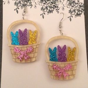 Easter Bunny in Basket Earrings